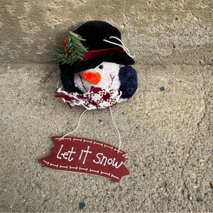 Festive Snowman Ornament with Let It Snow‎ Sign